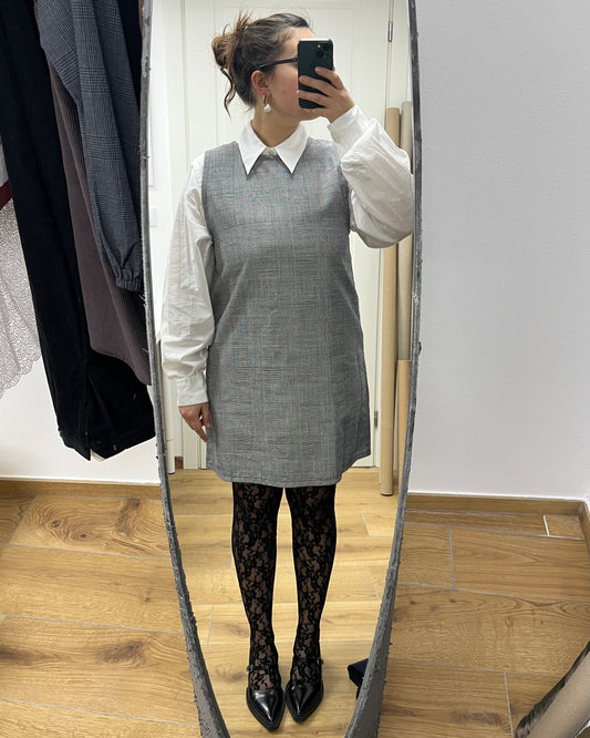 Scamiciato Twiggy cotone tartan bianco/nero