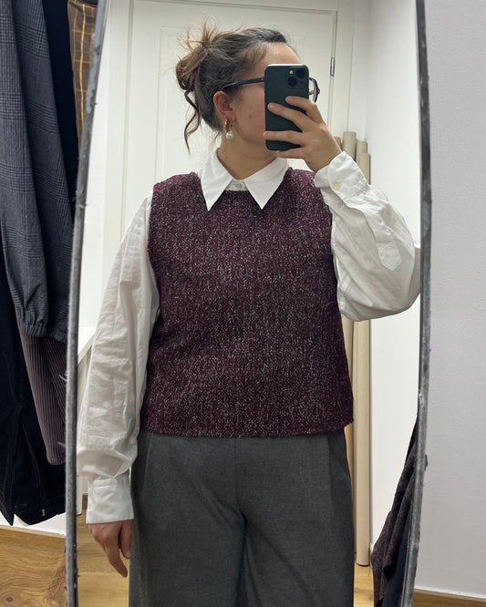 Gilet lana mélange bordeaux/grigio