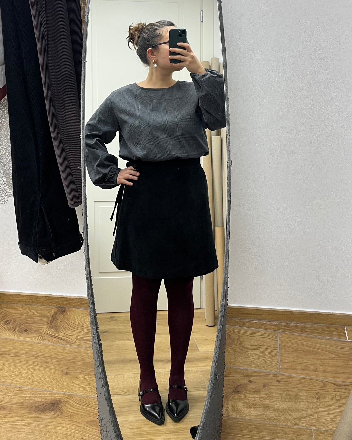 Blusa Libellula tartan grigio/nero