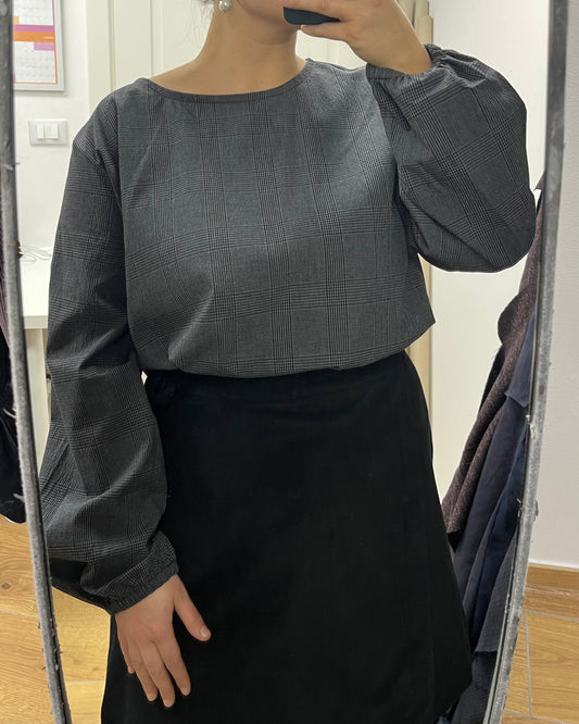 Blusa Libellula tartan grigio/nero