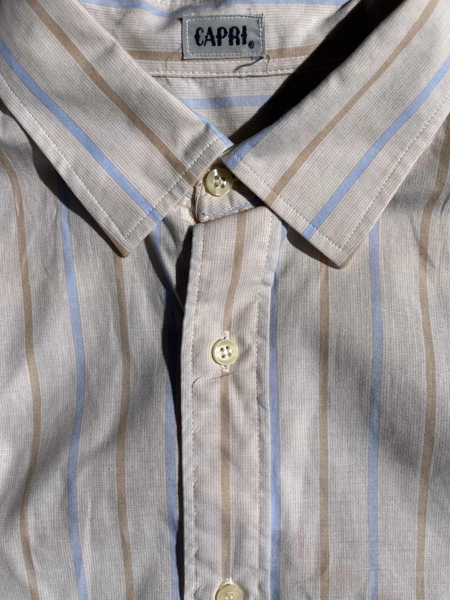 Camicia beige a righe azzurro/beige + elastico blu