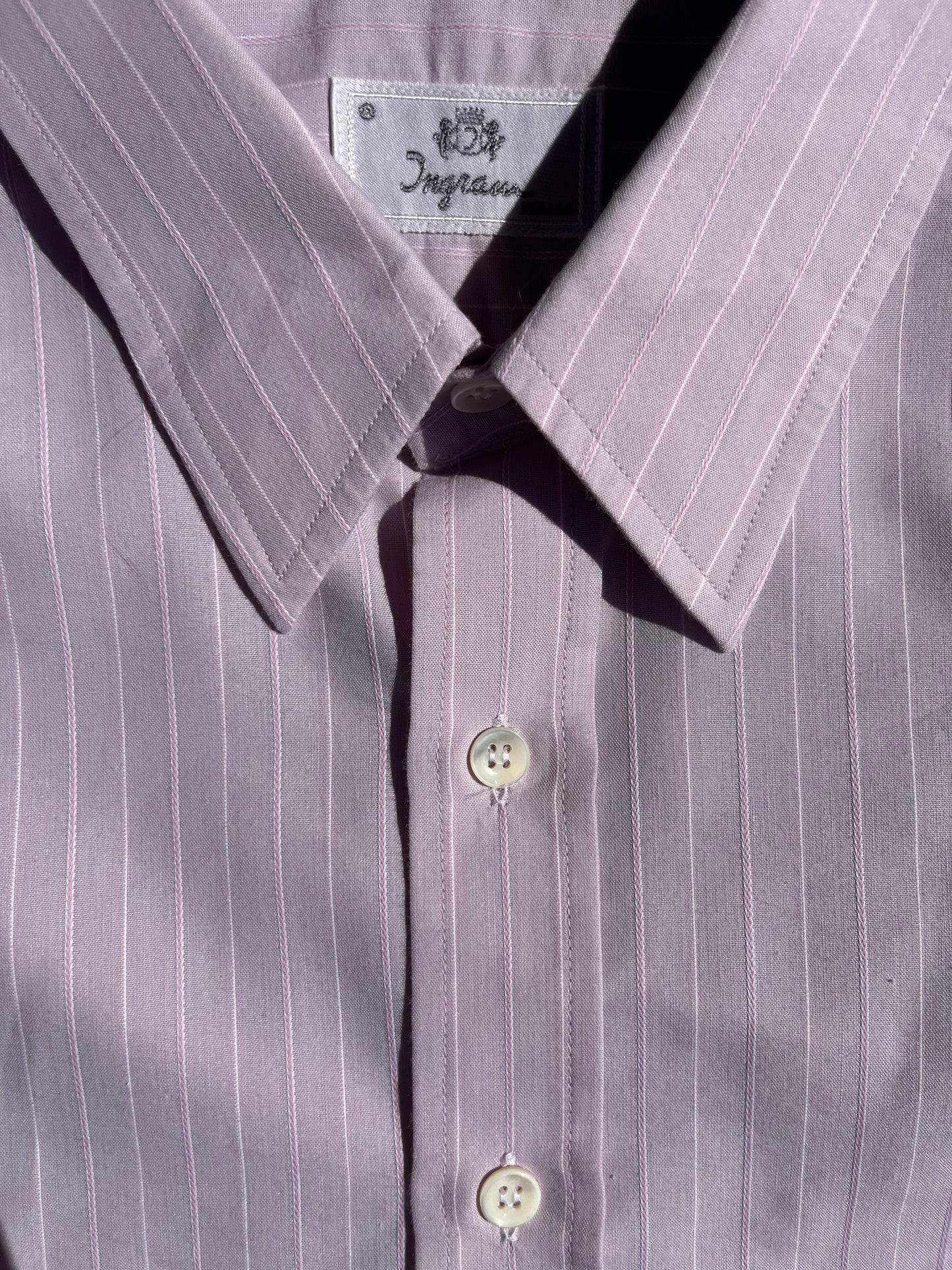 Camicia lilla a righe bianco/lilla + elastico viola