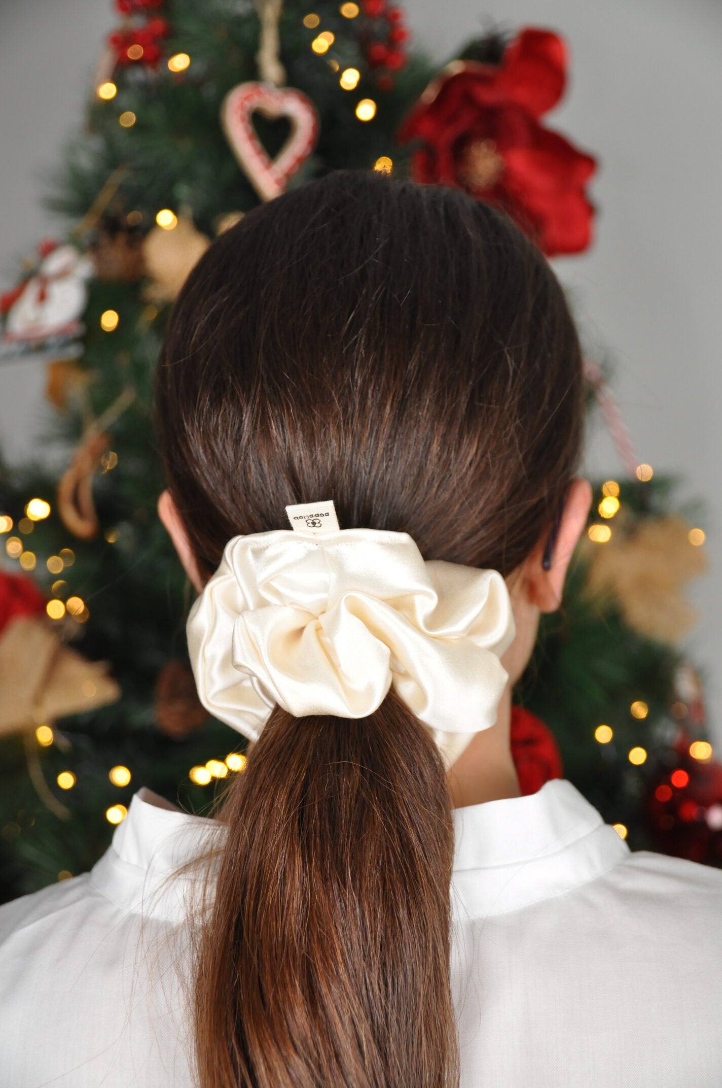 Scrunchie in seta panna
