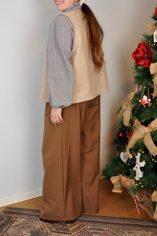 Gilet cotone effetto scamosciato