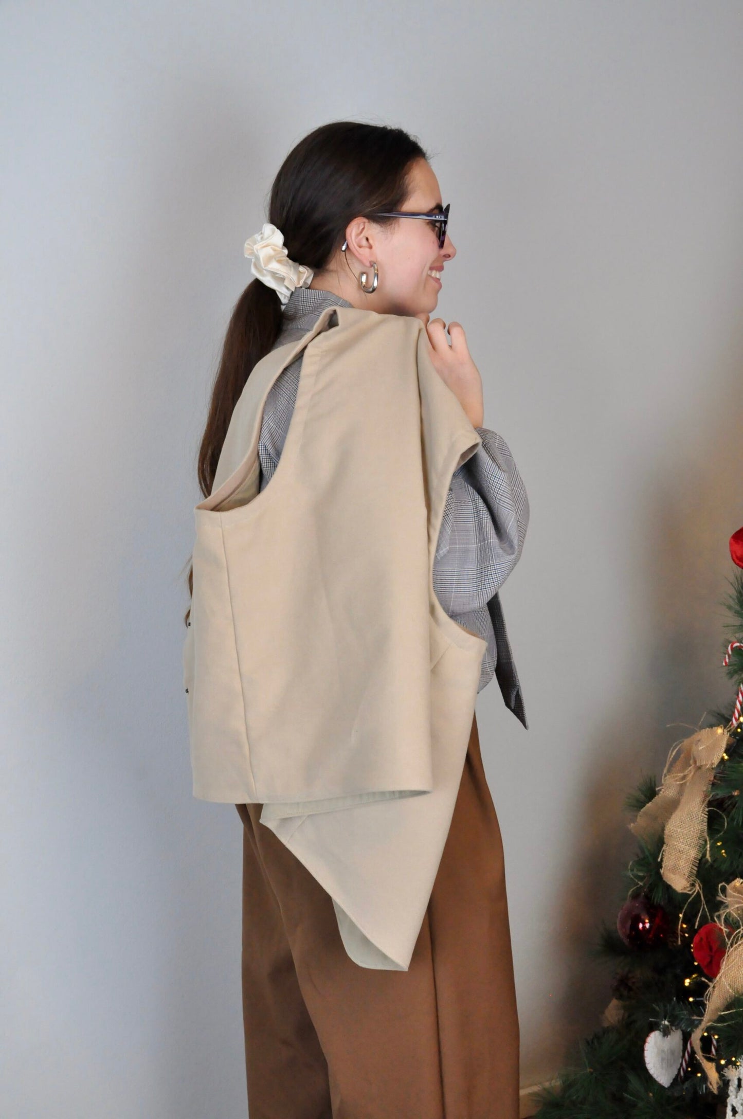 Gilet cotone effetto scamosciato
