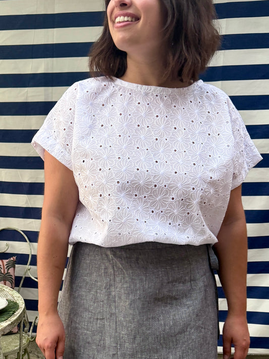 Maglia Basic sangallo a fiori