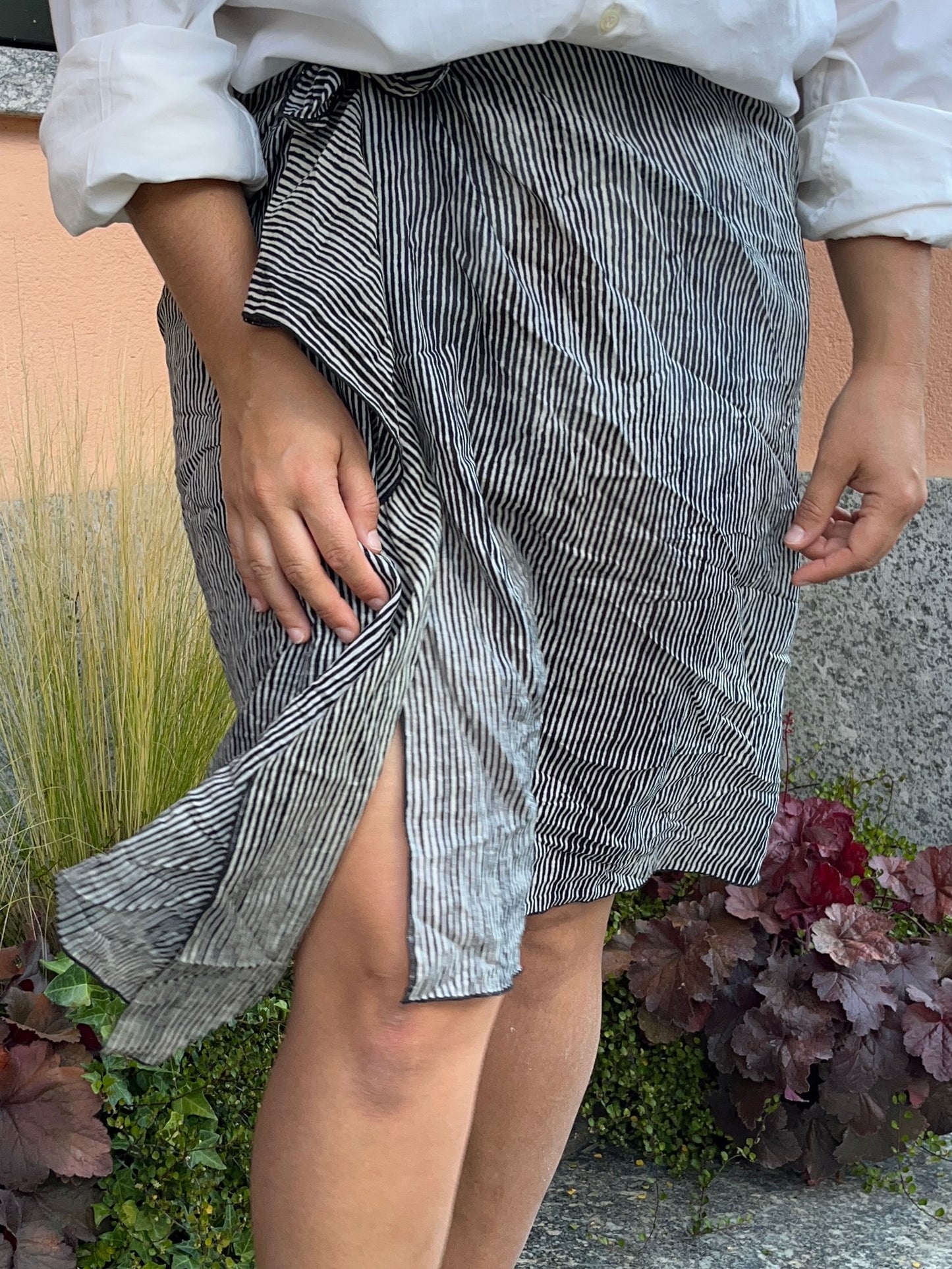 Pareo righe beige/nero