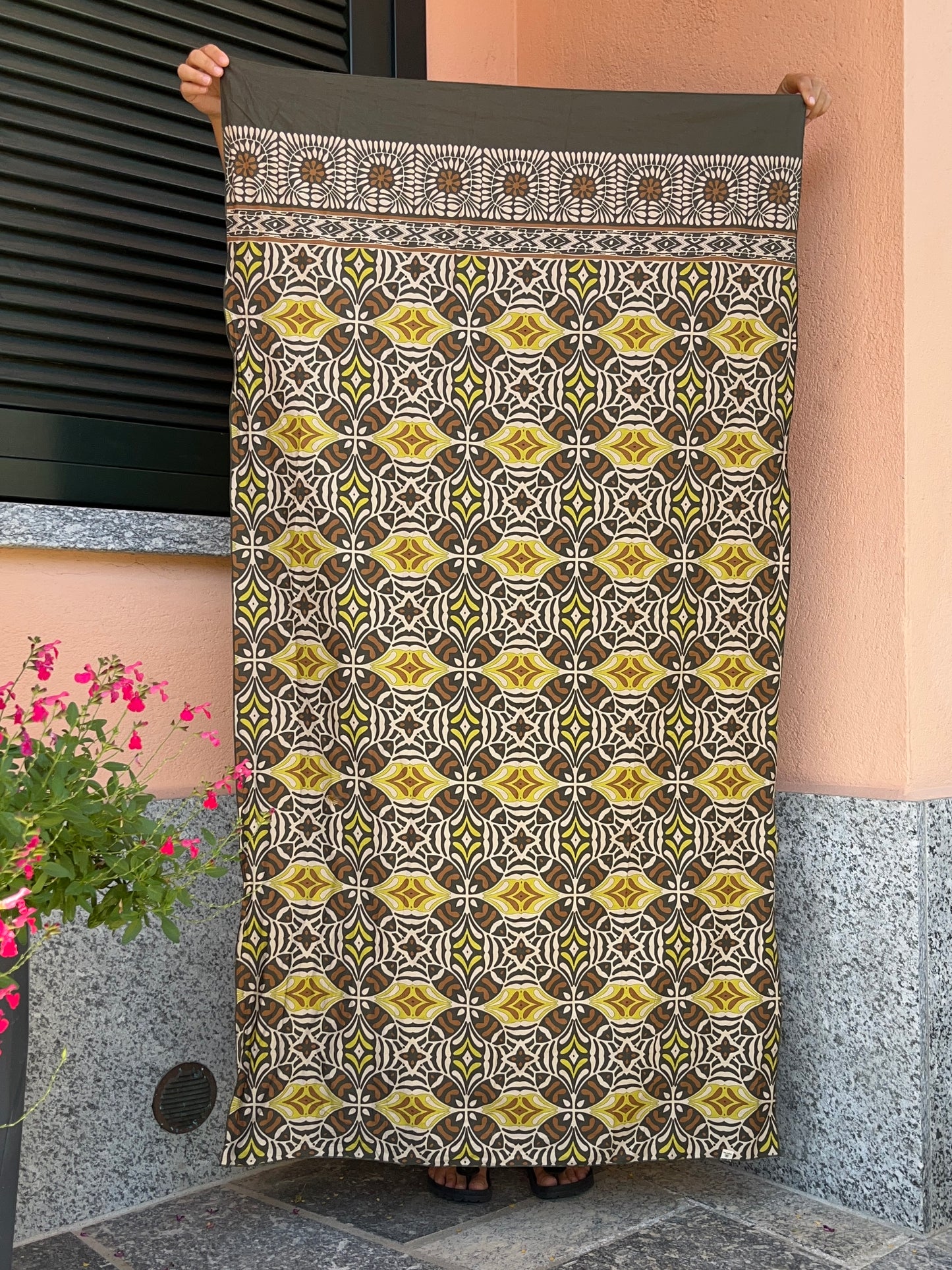 Pareo geometria verde/giallo/marrone