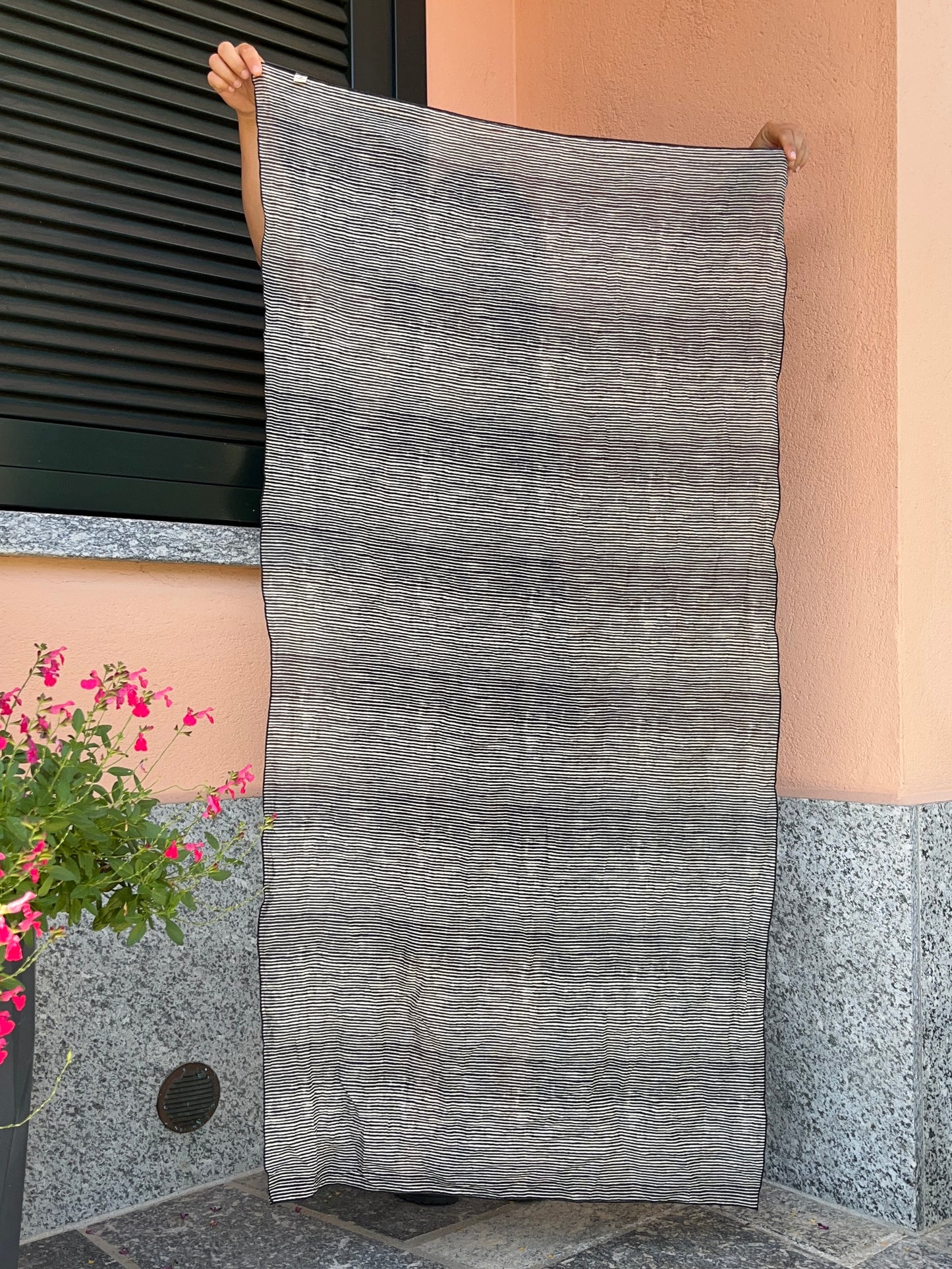 Pareo righe beige/nero