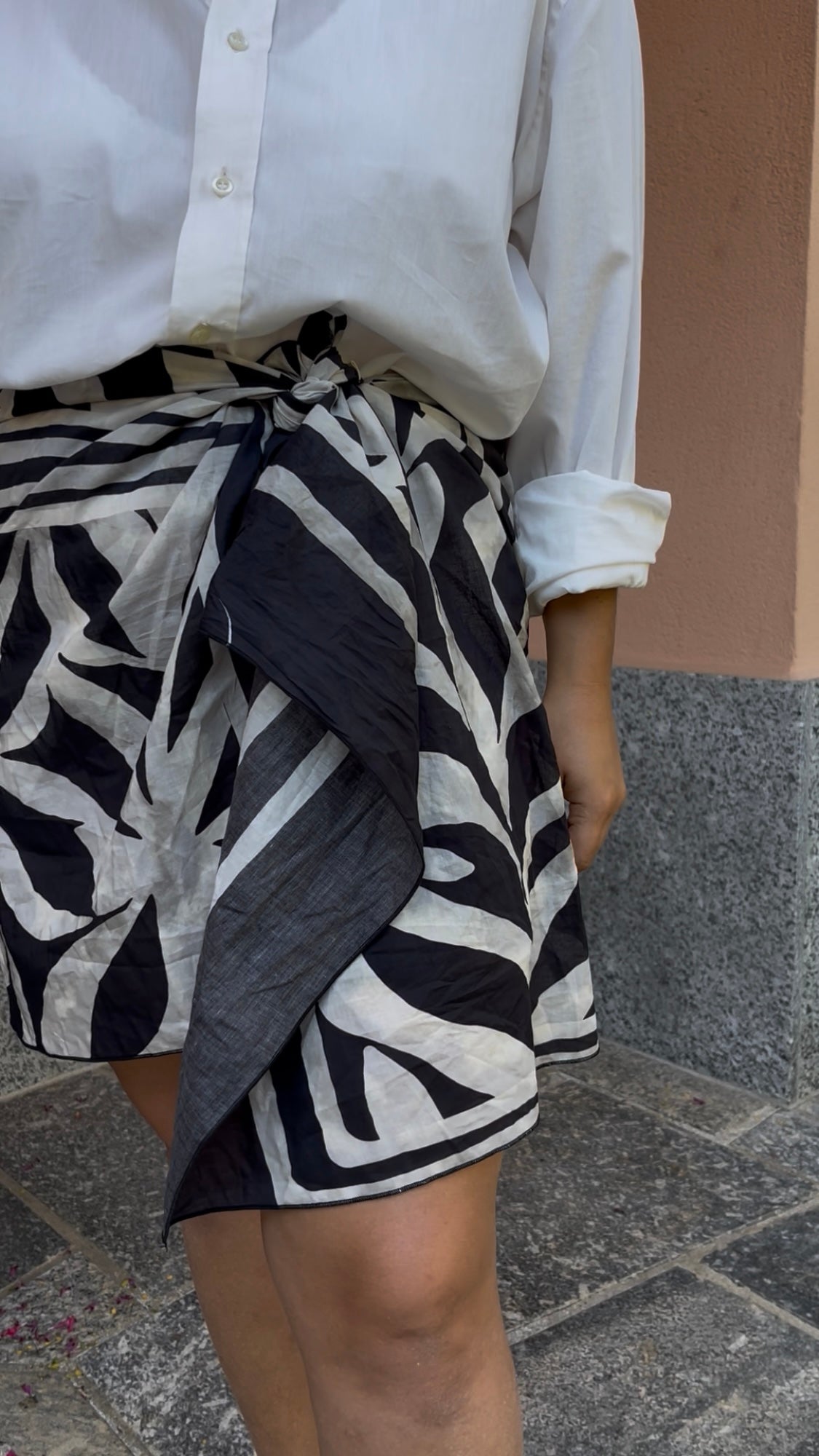 Pareo fantasia geometrica bianco/nero