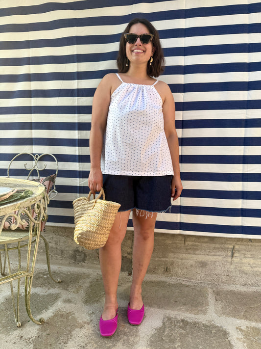 Top Coconut bianco a fiorellini