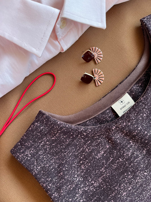 Gilet lana melange marrone/viola e rosa