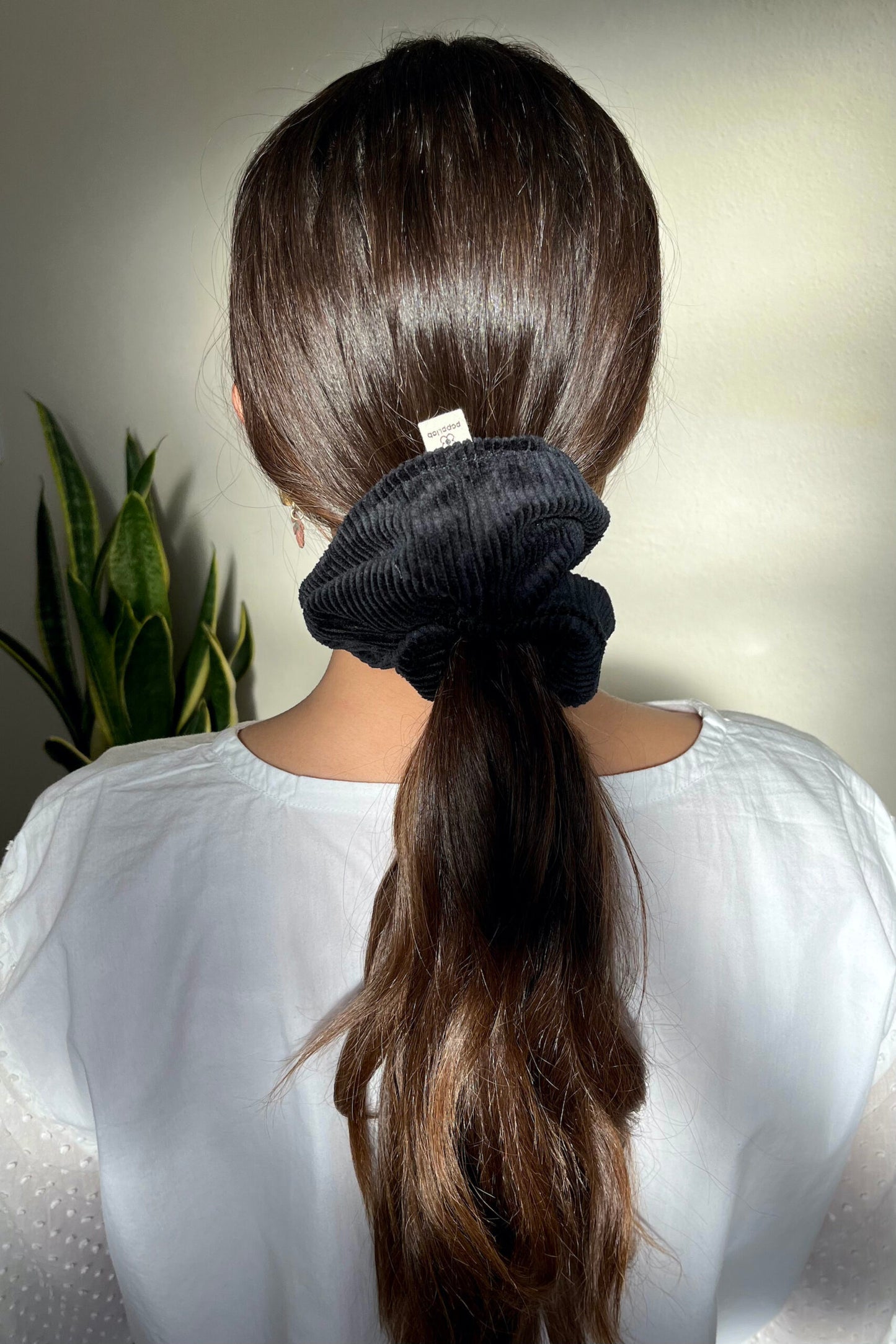 Scrunchie velluto di cotone nero