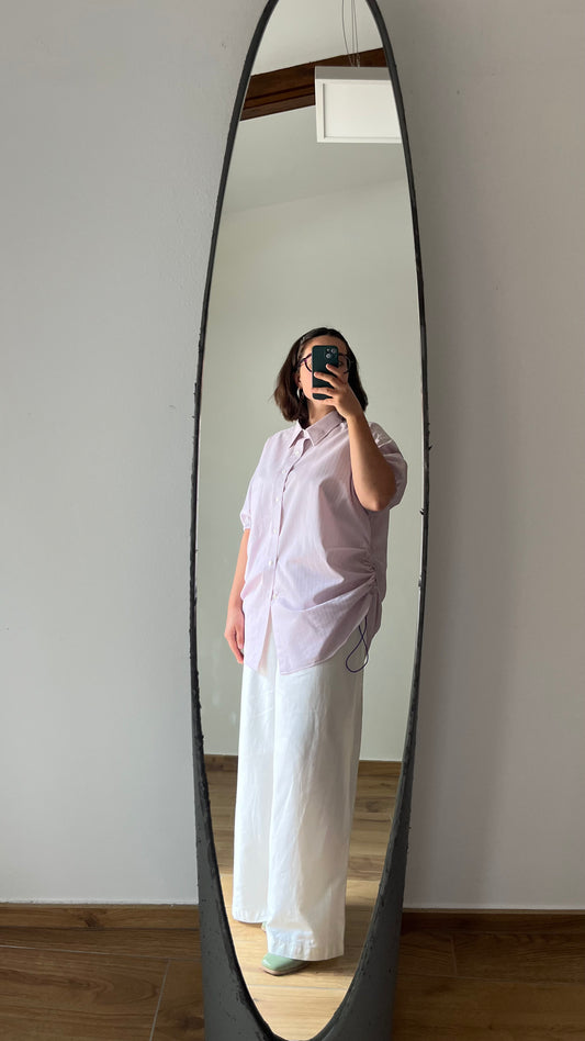 Camicia lilla a righe bianco/lilla + elastico viola