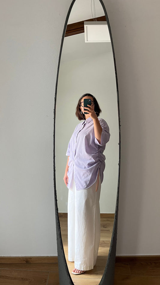 Camicia lilla + elastico arancione