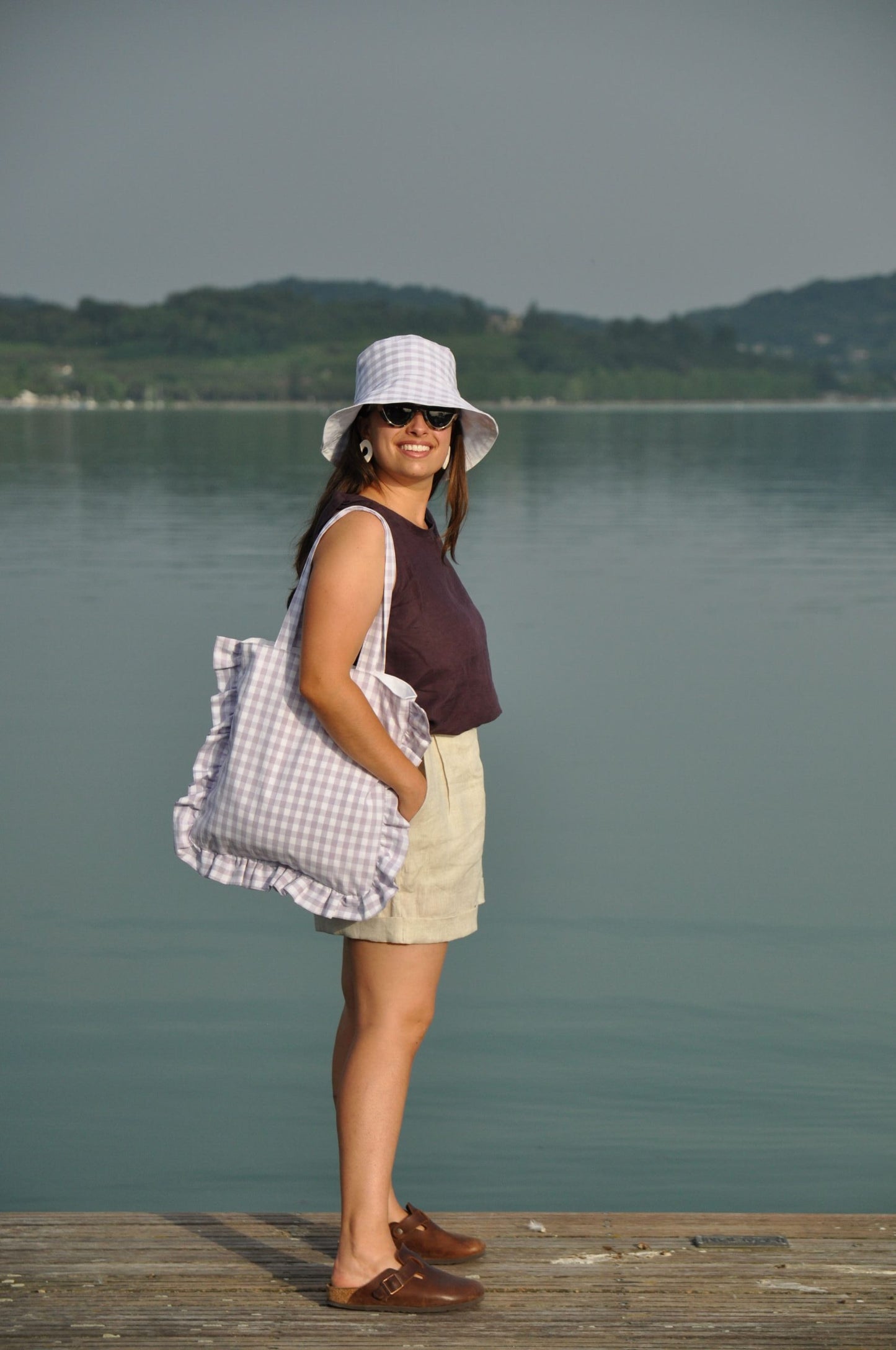Shopper vichy azzurro