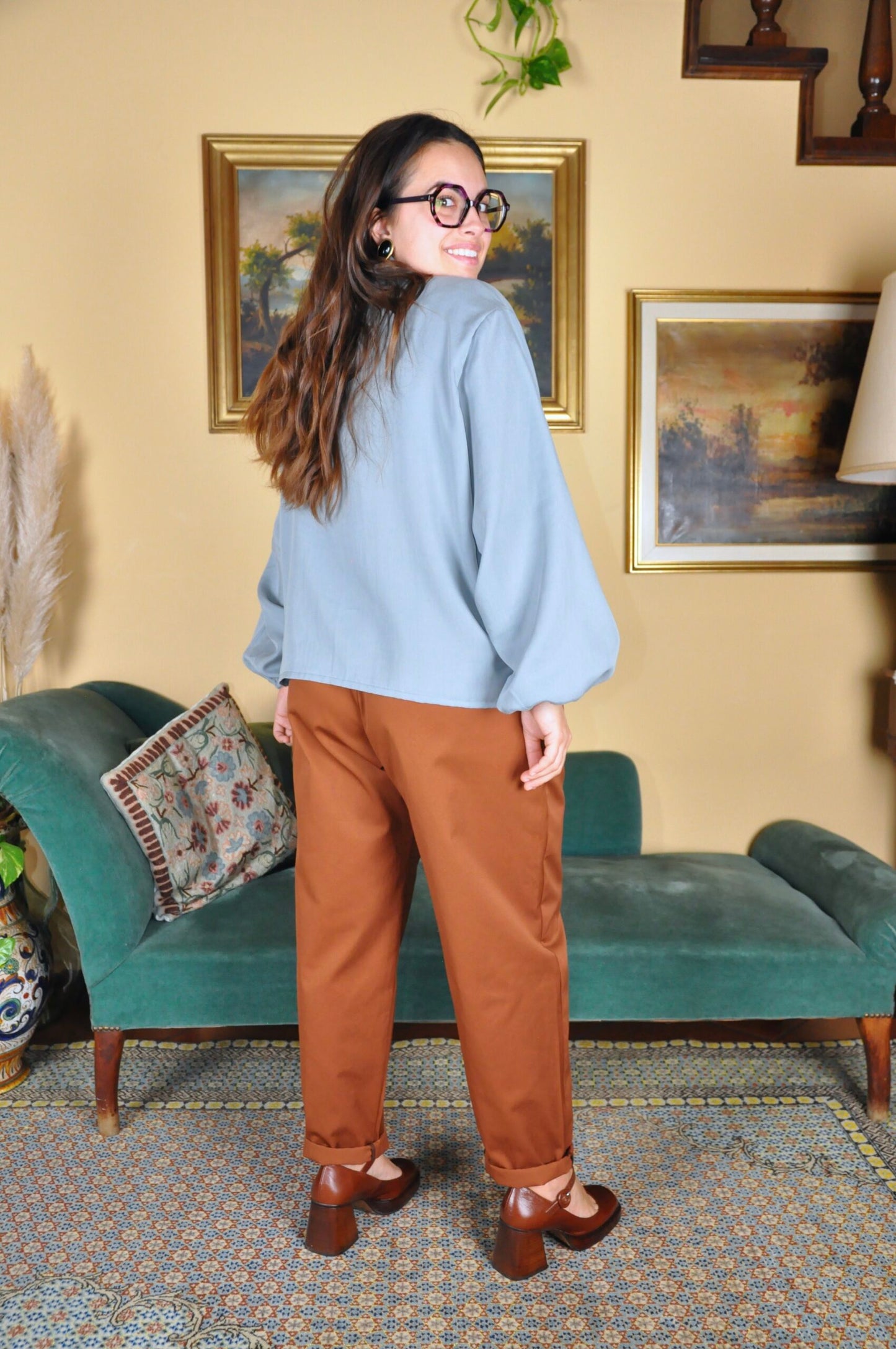 Blusa Ortensia grigio/azzurro