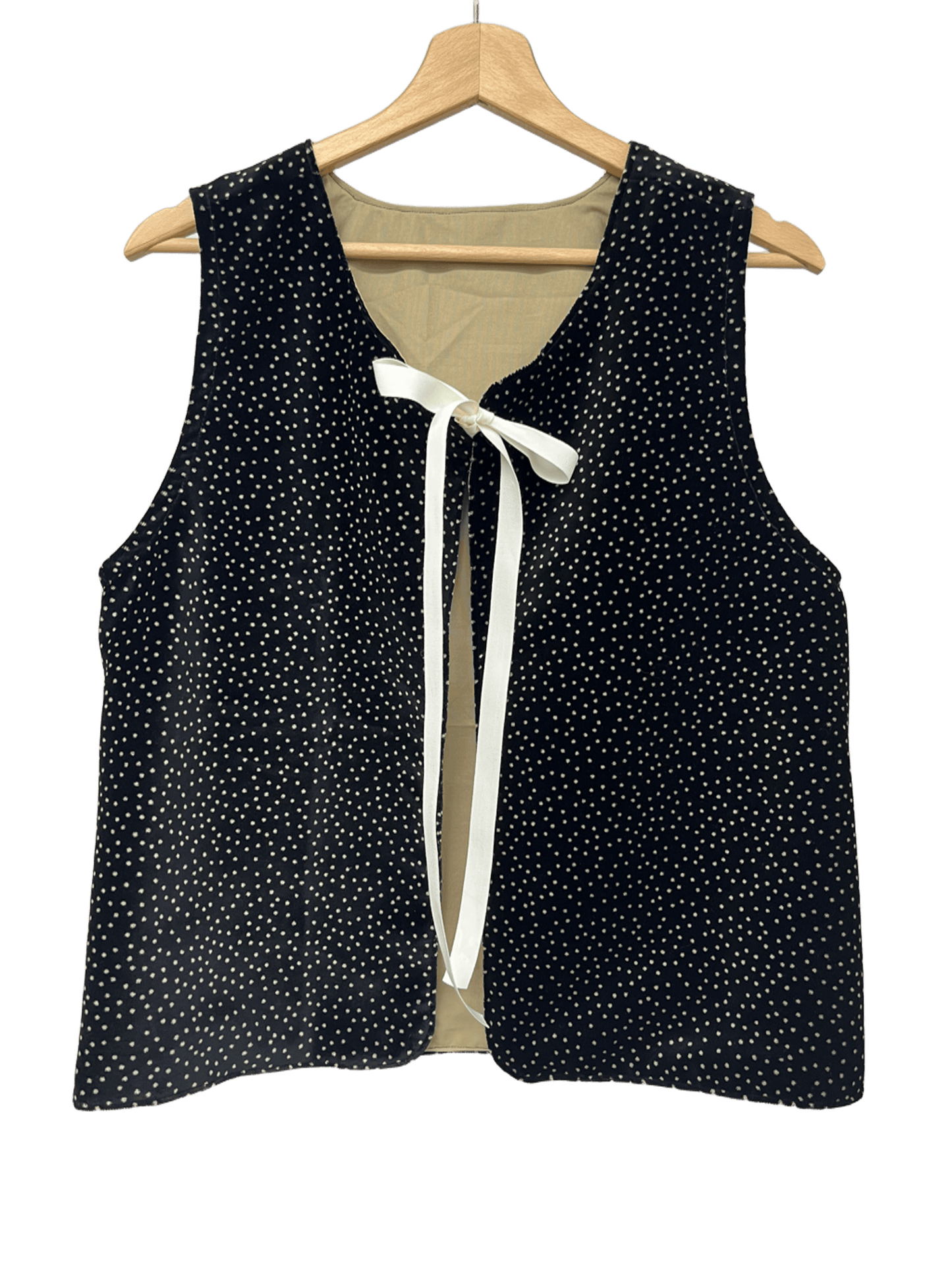 Gilet velluto a pois con fiocco