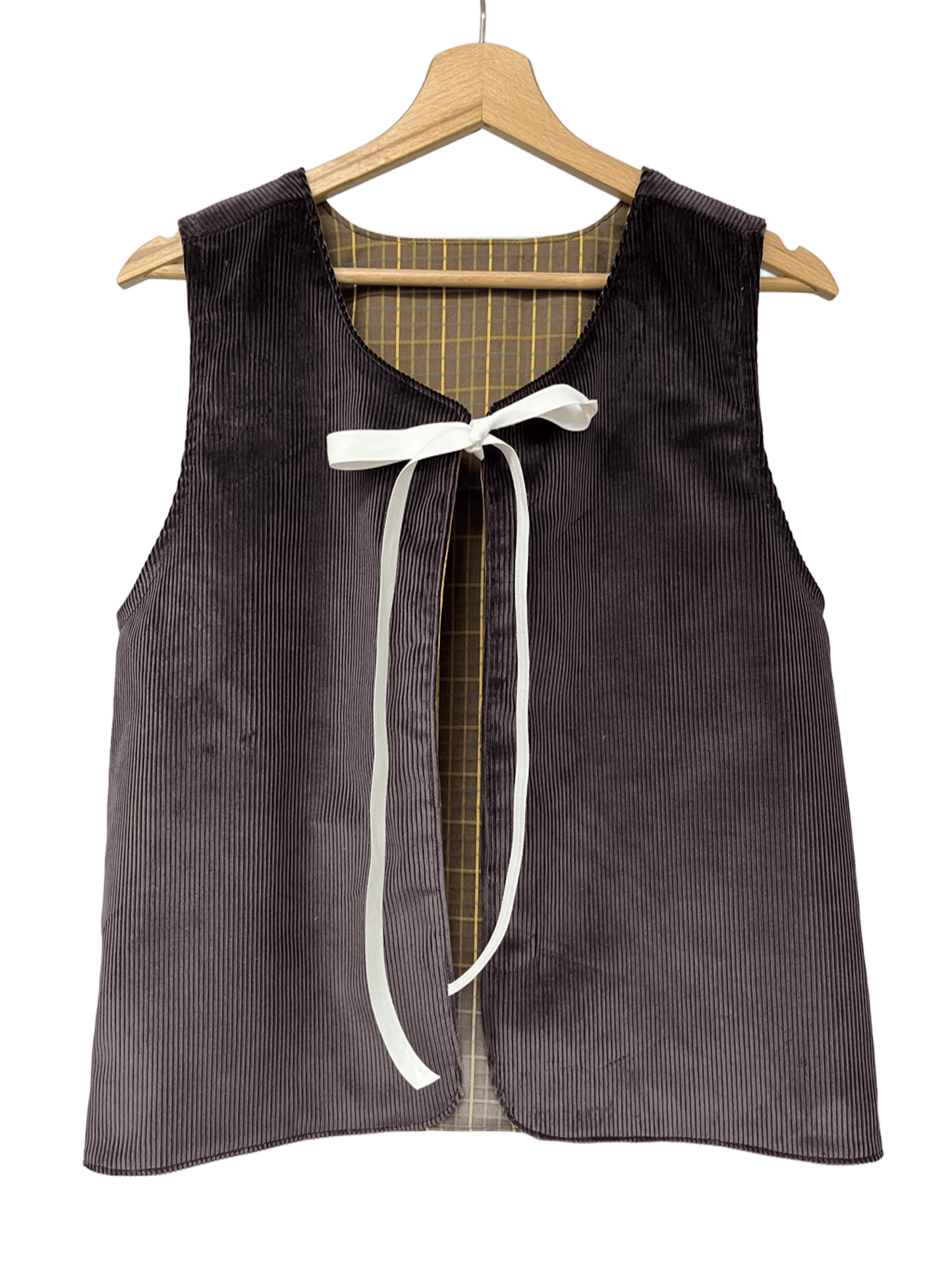 Gilet velluto marrone con fiocco