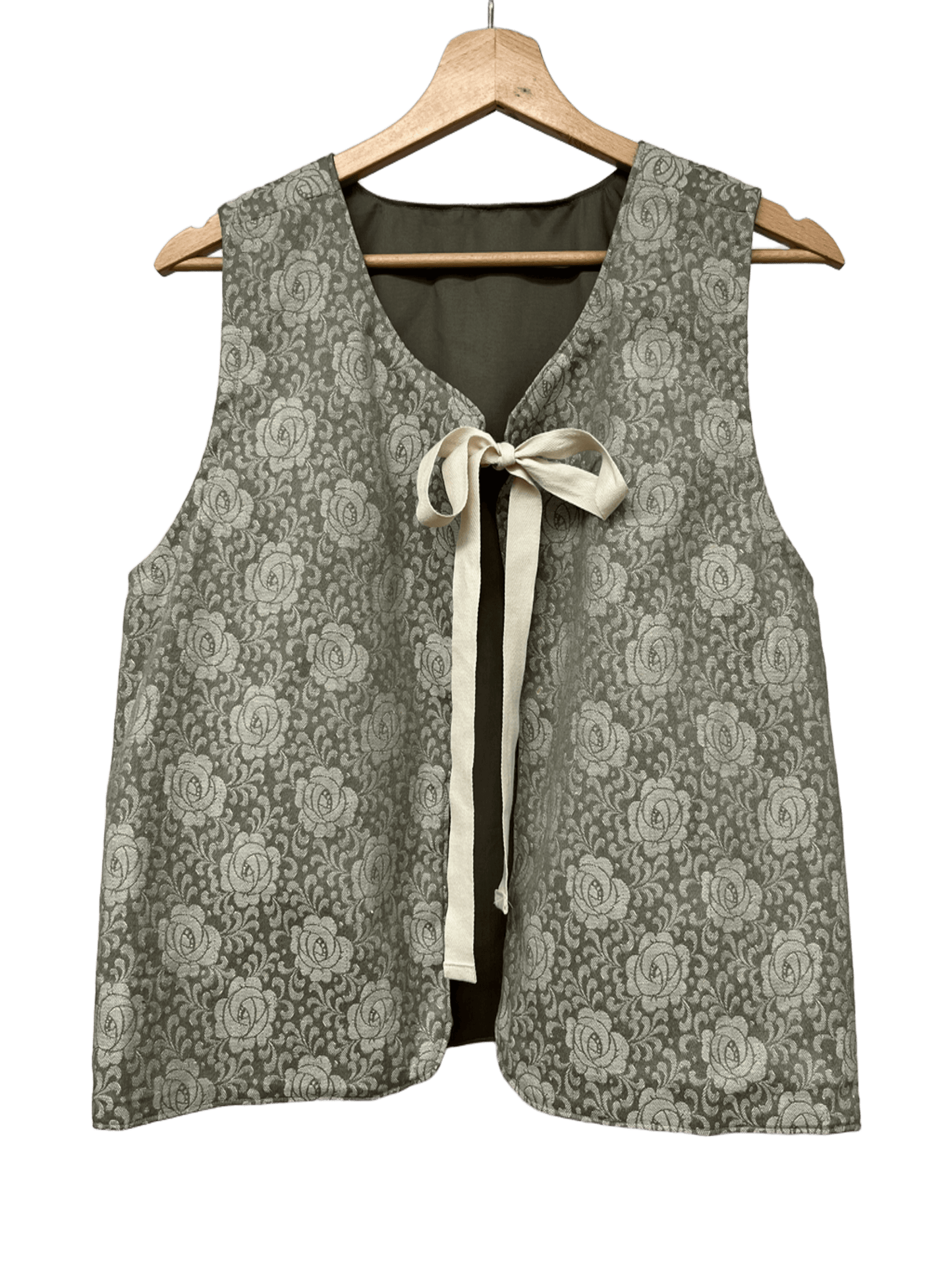 Gilet cotone a fiori con fiocco