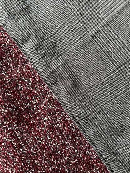 Gilet lana mélange bordeaux/grigio con fiocco