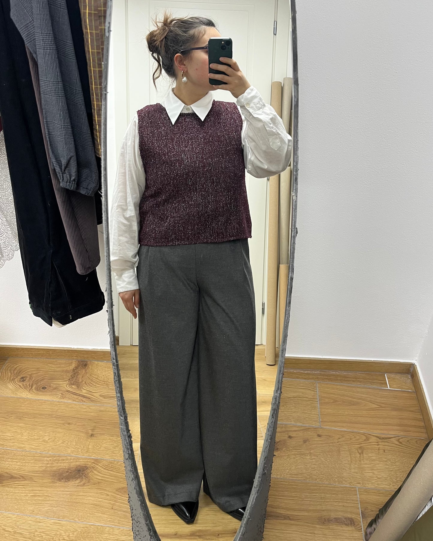 Gilet lana mélange bordeaux/grigio