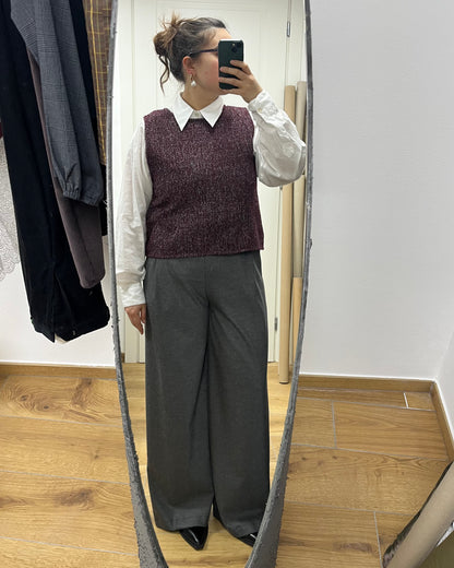 Gilet lana mélange bordeaux/grigio