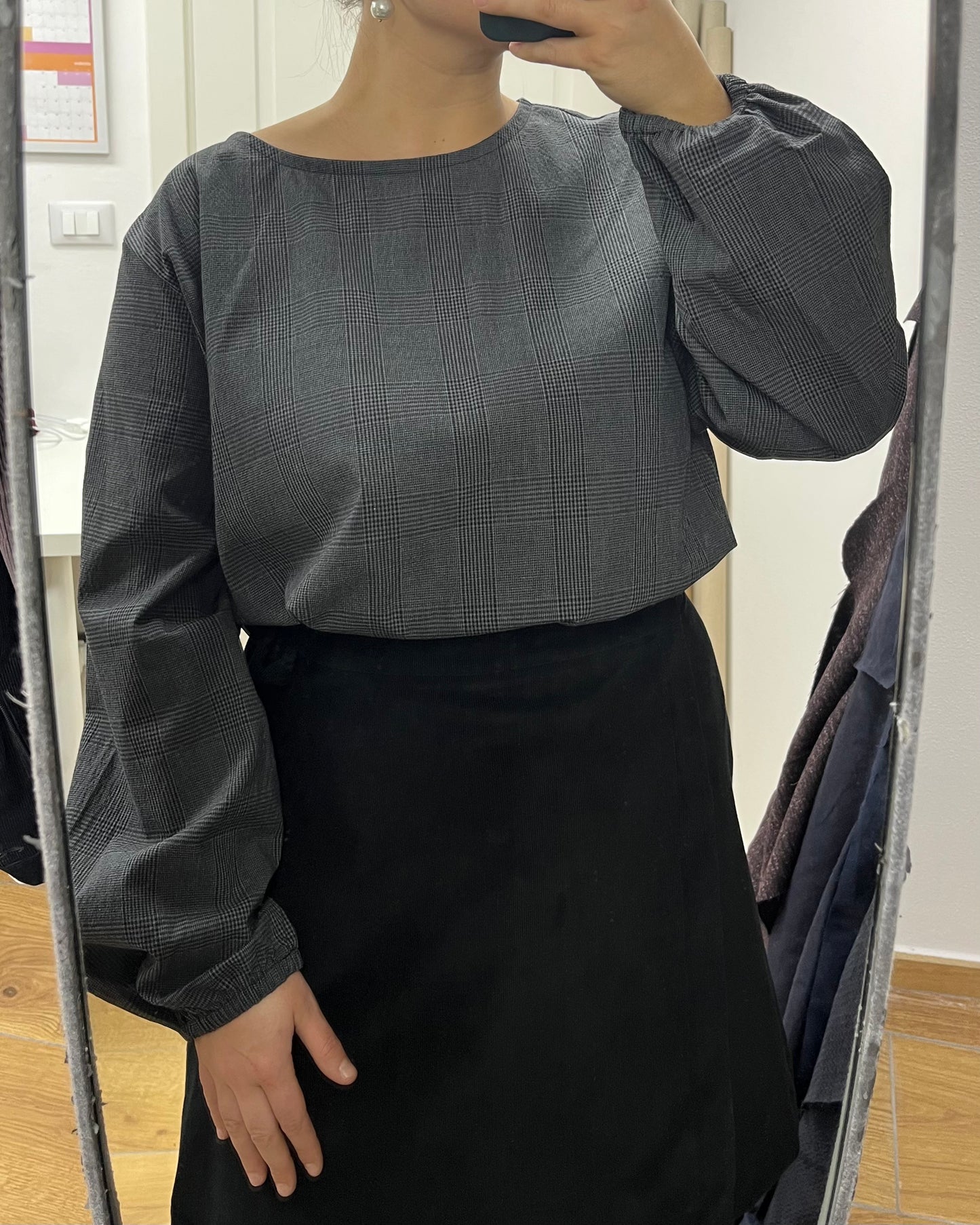 Blusa Libellula tartan grigio/nero