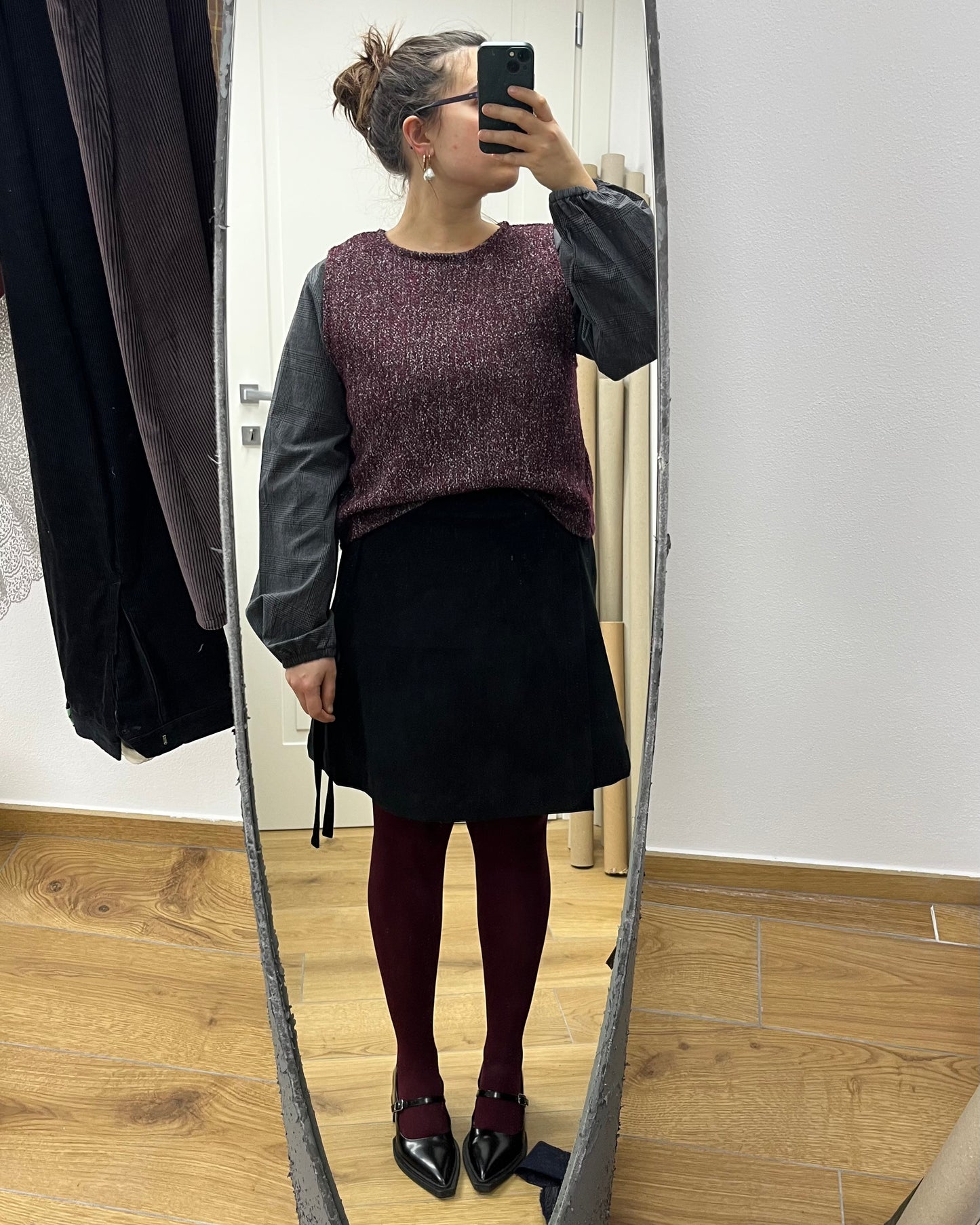 Gilet lana mélange bordeaux/grigio