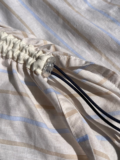 Camicia beige a righe azzurro/beige + elastico blu