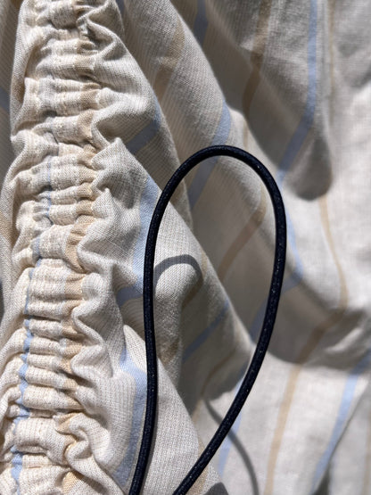 Camicia beige a righe azzurro/beige + elastico blu