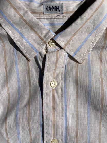 Camicia beige a righe azzurro/beige + elastico blu