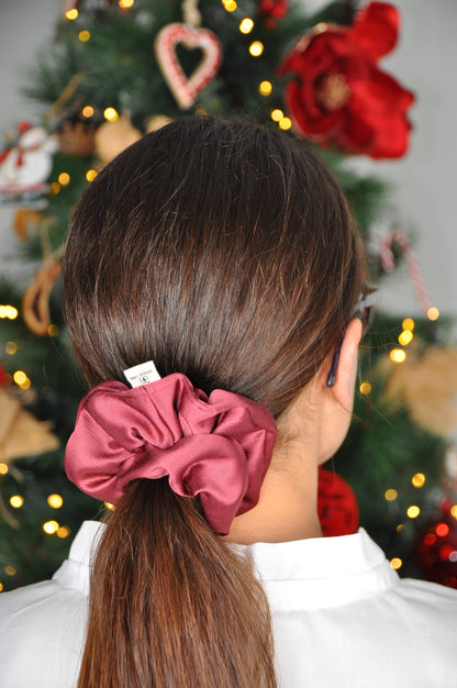 Scrunchie seta rosa/rosso