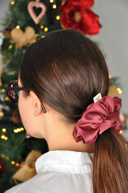 Scrunchie seta rosa/rosso