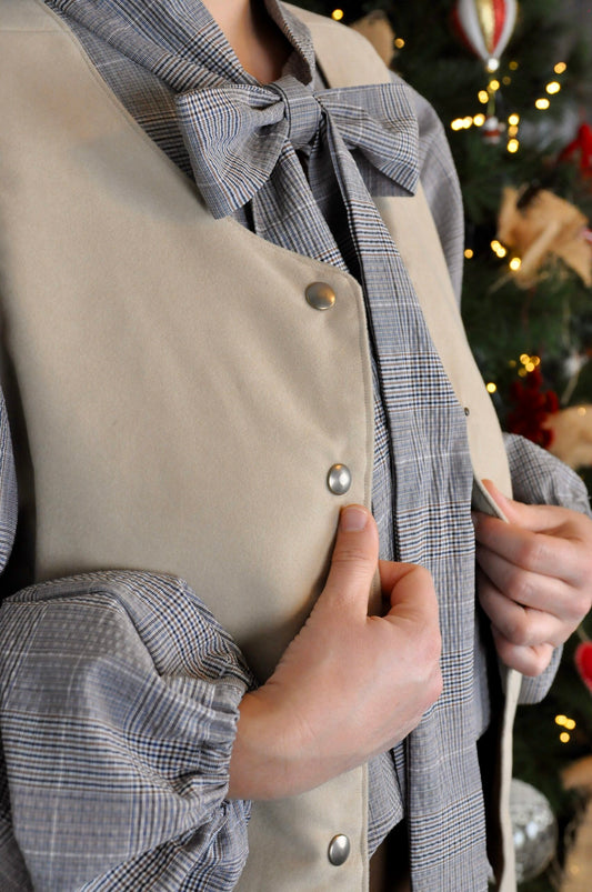 Gilet cotone effetto scamosciato