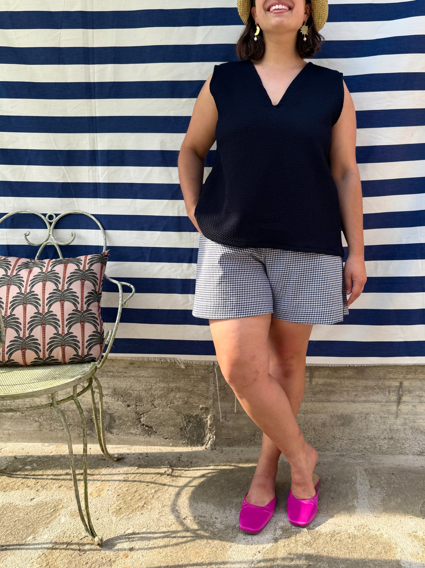 Shorts Holidays vichy bianco/blu