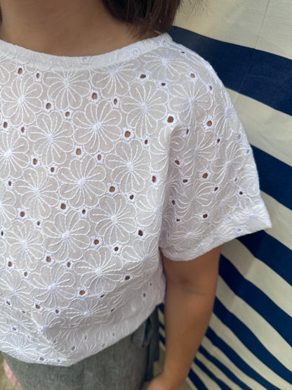 Maglia Basic sangallo a fiori