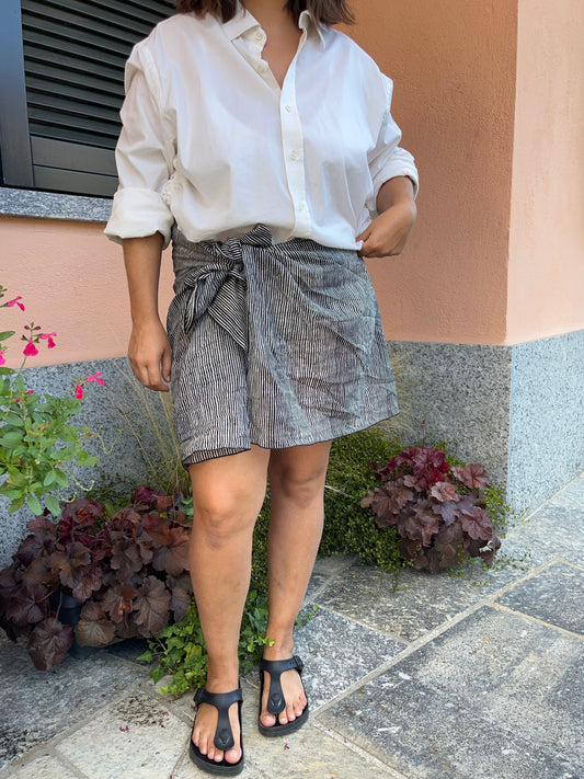 Pareo righe beige/nero