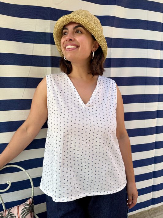 Blusa Nami bianca a fiorellini