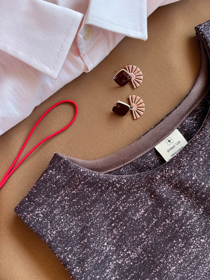 Gilet lana melange marrone/viola e rosa
