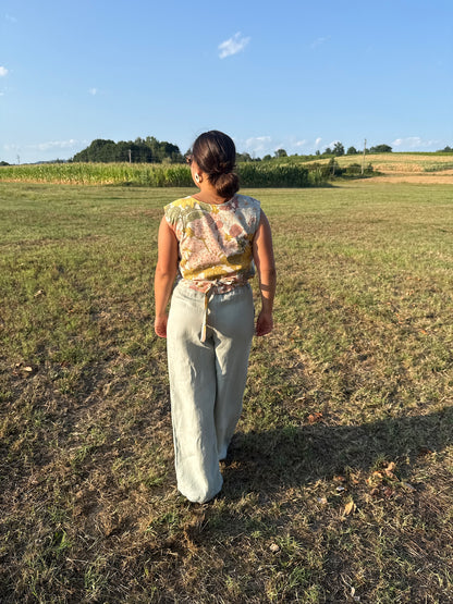 Wrap Top lino fiori
