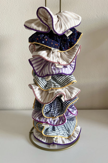 Scrunchie righe lilla/bianco + piping viola