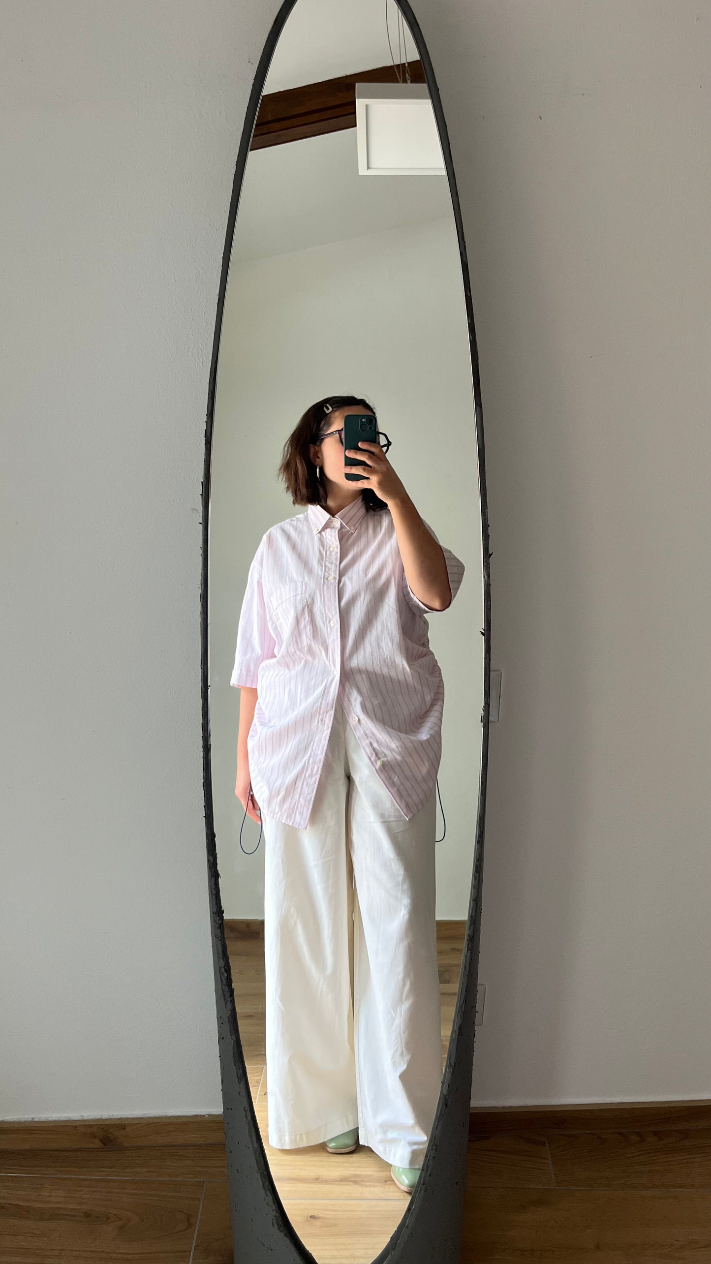 Camicia rosa a righe azzurro/rosa + elastico blu