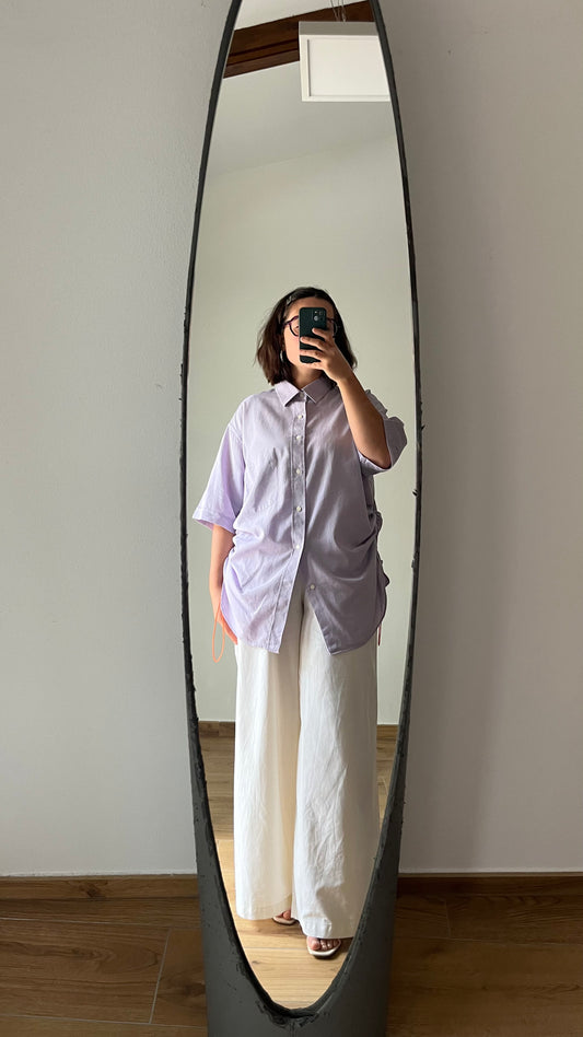Camicia lilla + elastico arancione