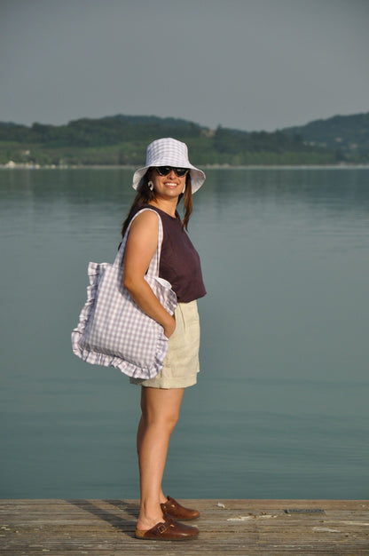 Shopper vichy azzurro