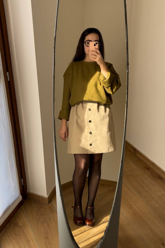 Gonna Cannella cotone effetto scamosciato beige chiaro