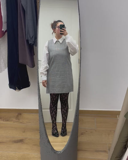 Scamiciato Twiggy cotone tartan bianco/nero