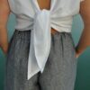 Pantaloni Vanilla lino grigio melange - immagine 3