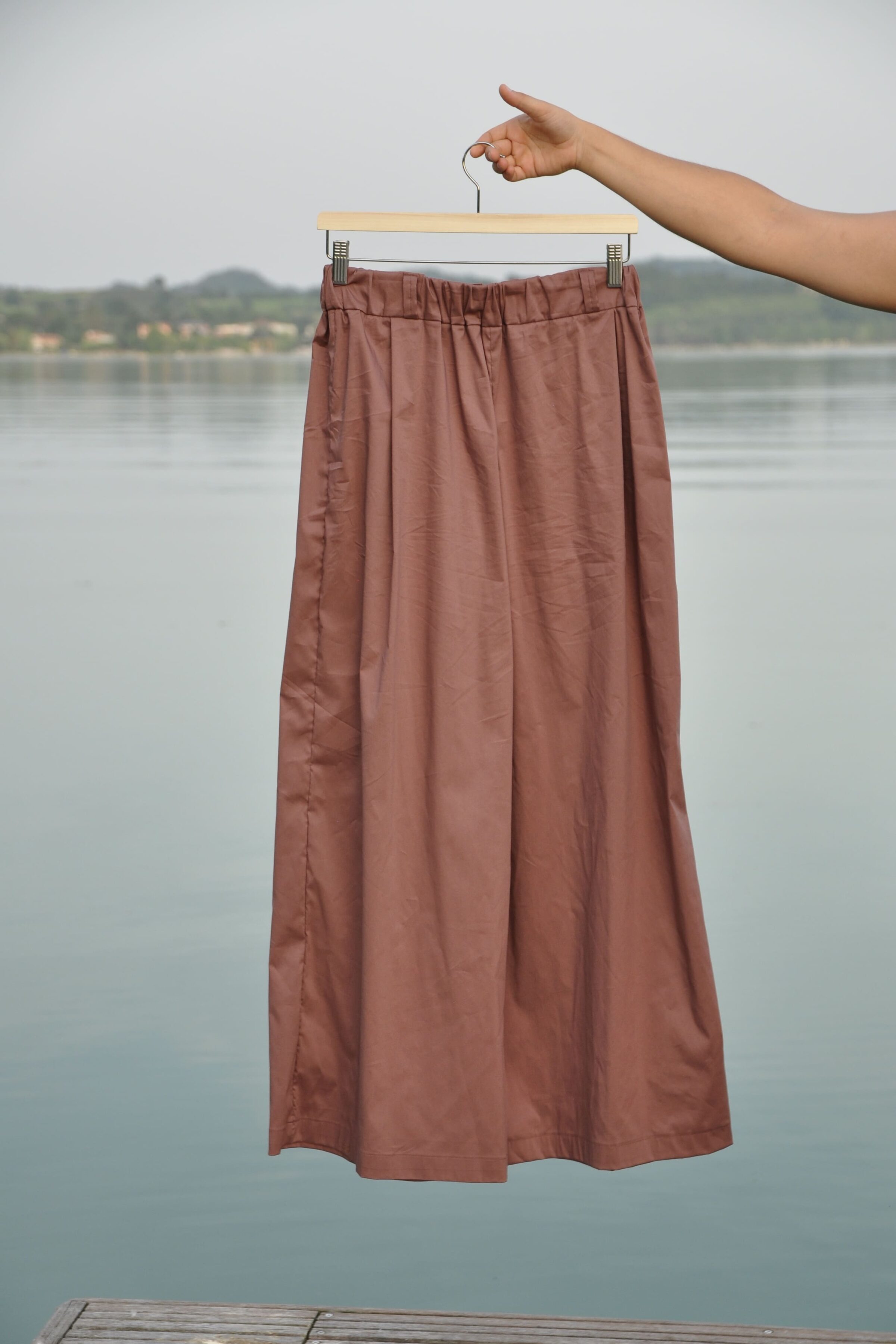 Pantalone palazzo Evergreen cotone malva - immagine 5