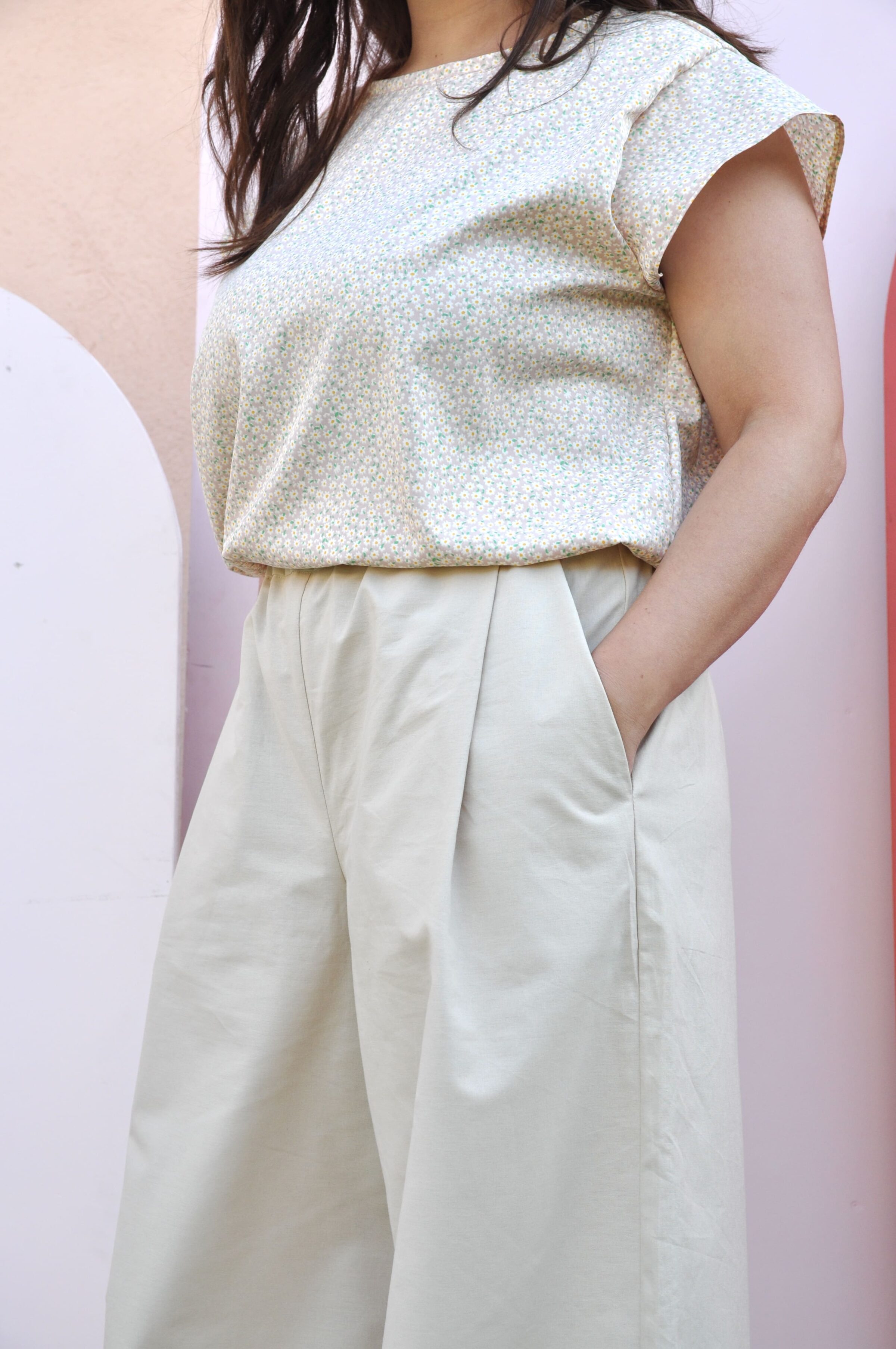 Pantaloni Evergreen cotone beige - immagine 5